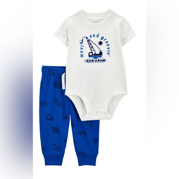 Baby Boy Three Piece Bodysuits & Pant Carter’s Outfit Set Size 3 Months NWT - Picture 2 of 8